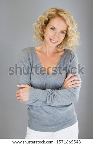A portrait of an attractive middle-aged woman