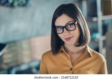 Portrait Of Attractive Skilled Intellectual Girl Nerd Studying Attending Tech Workshop At Workplace Workstation Indoors