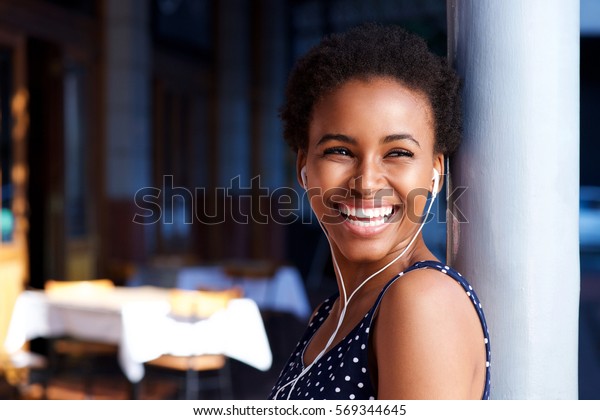 Portrait Attractive Young Black Woman Laughing Stock Photo 569344645 ...