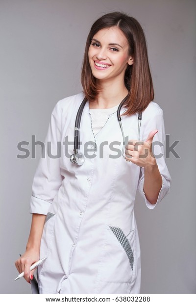 Attractive Young Female Doctor With A Stethoscope Stock 