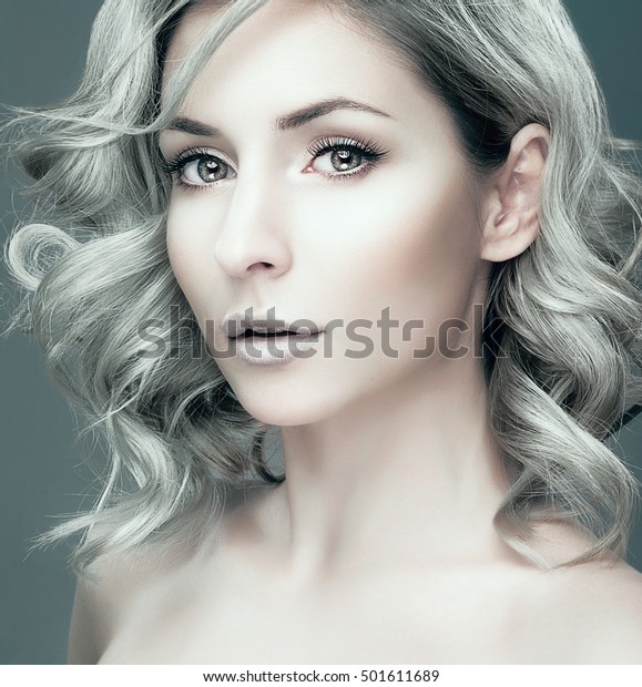 Portrait Attractive Young Woman Salon Curly People Beauty