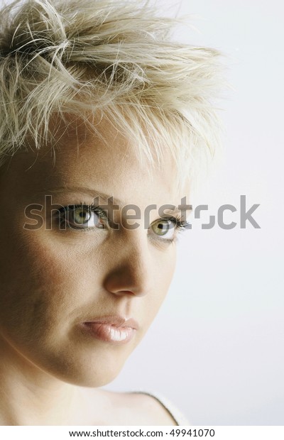 Portrait Attractive Young Woman Short Blonde Stock Photo Edit Now