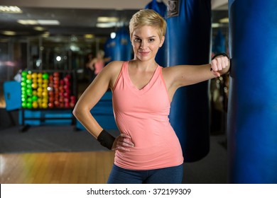 Portrait Of Average Cute Girl Next Door Beginner Training Amateur Weight Loss Kickboxing