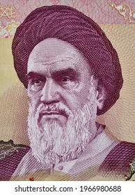 Portrait Of Ayatollah Khomeini On Iran Banknote