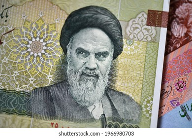 Portrait Of Ayatollah Khomeini On Iran Banknote