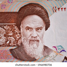 Portrait Of Ayatollah Khomeini On Iran Banknote