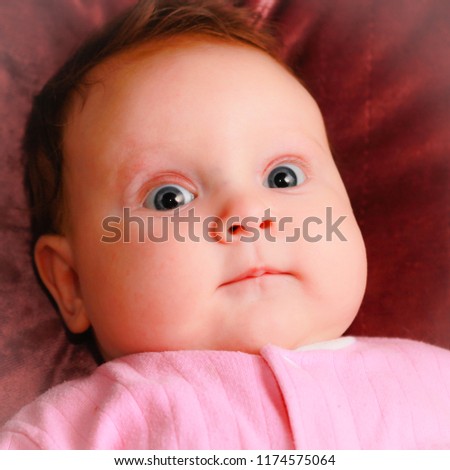 Similar – Little baby girl with funny surprise expression on her face