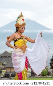 Portrait of a Balinese woman traditional costume dancer in Pura Lempuyang Temple
