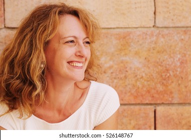 Portrait Of Beautiful 40 Years Old Woman Outdoors