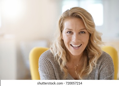 Portrait of beautiful 40-year-old blond woman  - Shutterstock ID 720057214