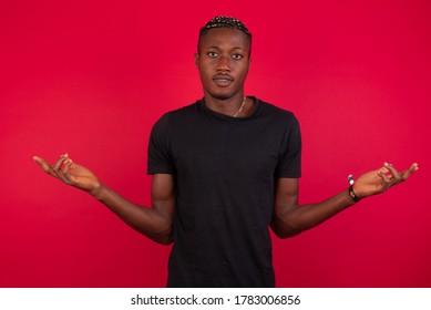 Portrait Of Beautiful African American Man Looks Uncertain. Man Dressed Up To Go To The Bar With Girl He Met In Social Network But She Did Not Show Up. Why She Did Not Come? 