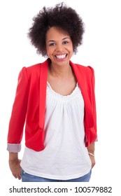 Portrait Of A Beautiful African American Woman, Isolated On White Background