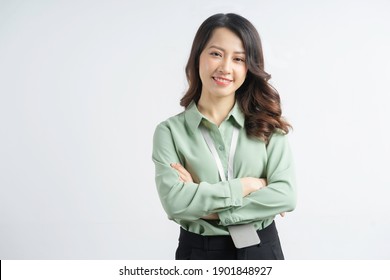 Portrait of the beautiful asian businesswoman with arms crossed on a white background
 - Shutterstock ID 1901848927