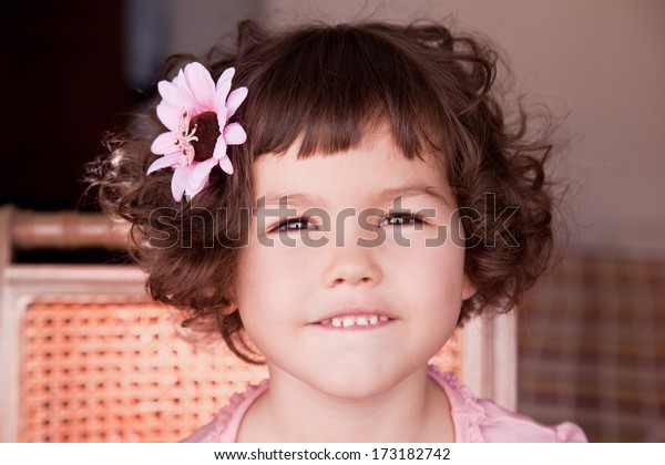 Portrait Beautiful Asian Girl Curly Short Stock Photo Edit