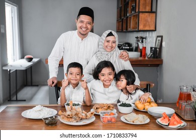 Portrait Of Beautiful Asian Muslim Family Breaking The Fast Together