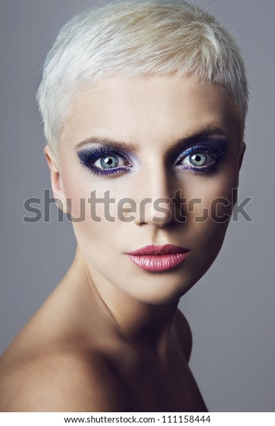 Portrait Beautiful Blond Girl Short Hair Stock Photo Edit Now