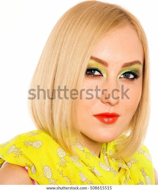 Portrait Beautiful Blonde Girl Short Hair Stock Photo Edit Now