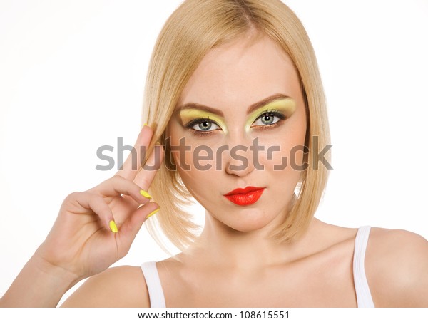 Portrait Beautiful Blonde Girl Short Hair Stock Photo Edit Now