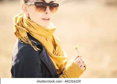 portrait of a beautiful brunette girl , autumn portrait, scarf , jacket , outdoor close up fashion model, cute, amazing, spring, woman face, hipster, beauty sunglasses