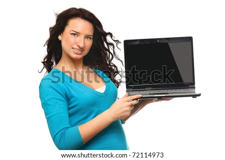 Portrait of beautiful business woman with laptop
