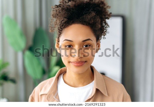 Portrait Beautiful Charming African American Curly Stock Photo ...