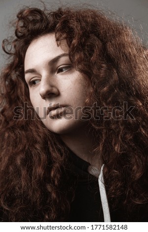 Similar – Image, Stock Photo Curly | redhead young woman