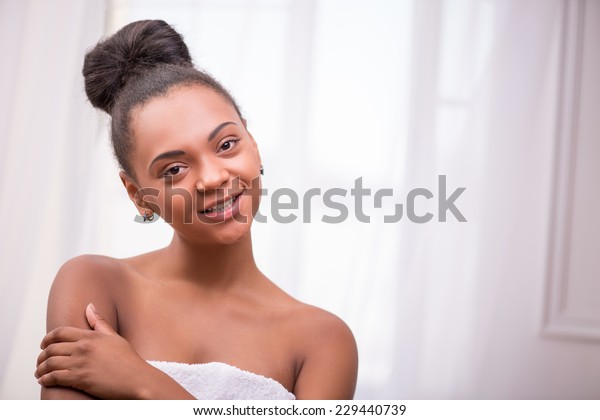 Portrait Beautiful Dark Skinned Girl White Stock Photo Edit Now