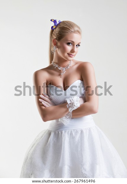 Portrait Beautiful Delicate Blonde Bride Large Stock Photo Edit
