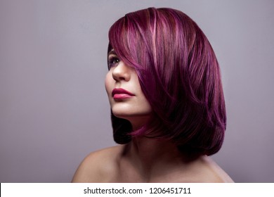 97 Gray Hair With Purple Highlights Colourful Hair Images, Stock Photos &  Vectors | Shutterstock