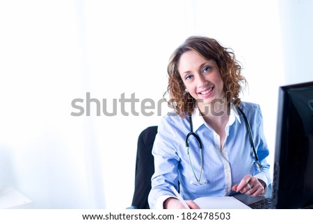 Similar – Pretty female doctor in a geriatric clinic with elderly woman in wheelchair