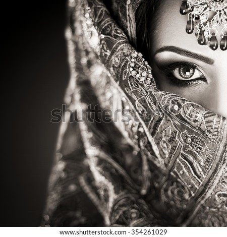 Portrait of a beautiful female fashion model in makeup 
