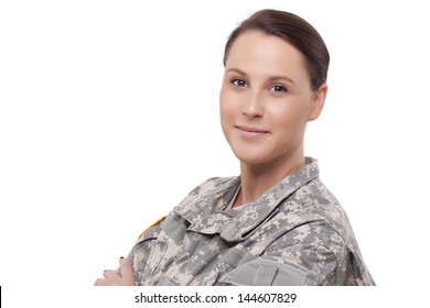 Portrait of a beautiful female soldier 