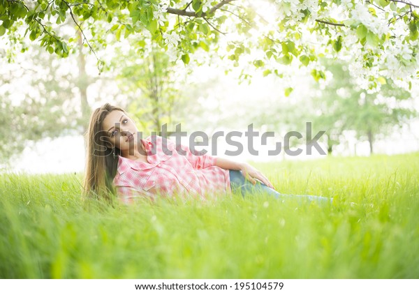 Portrait Beautiful Girl Enjoying Outdoors Nice Stock Photo Edit Now 195104579