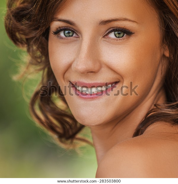 Portrait Beautiful Girls Dark Hair Bare Stock Photo Edit Now