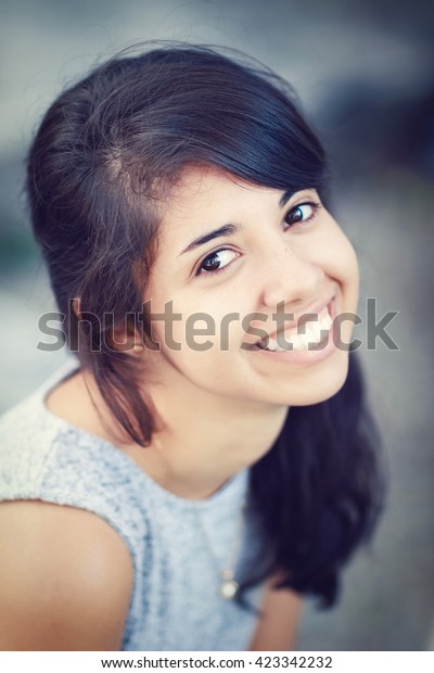 Portrait Beautiful Hispanic Latino White Girl People Beauty