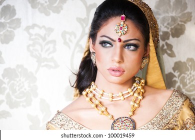 Portrait Of A Beautiful Indian Bride