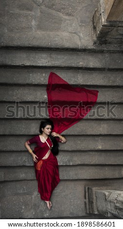 Similar – Portrait of girl in red dress