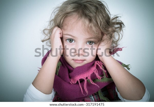 Portrait Beautiful Little Girl Thoughtfully Stock Photo (Edit Now ...