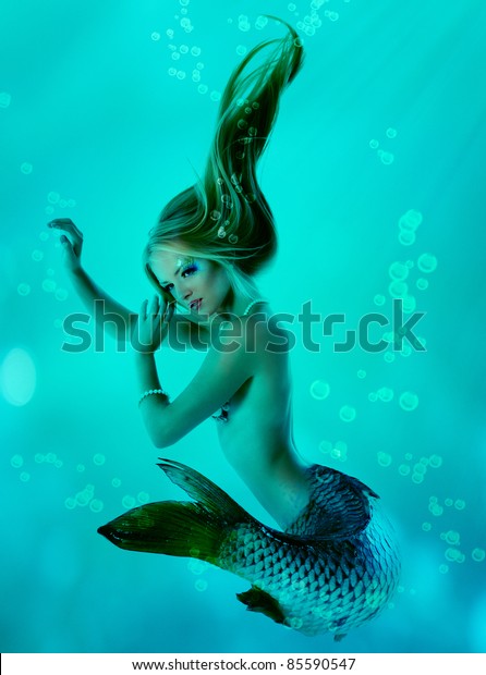 Portrait Beautiful Mermaid Girl Fish Tail Stock Photo Edit Now