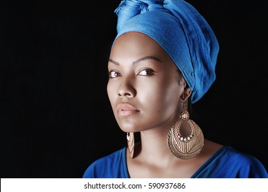 Portrait Of A Beautiful Model In Afro Punk Style. Makeup.