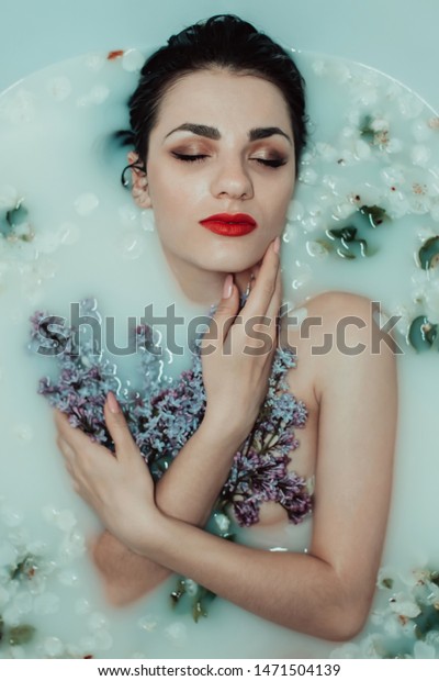 Portrait Beautiful Naked Young Girl Red Stock Photo Edit Now