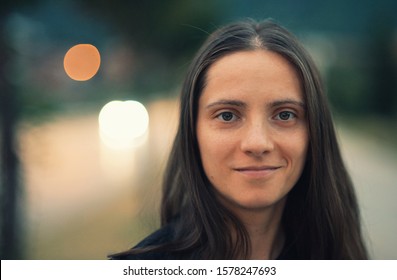 Portrait Of A Beautiful Natural Looking Young Woman With No Make Up