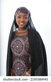 Portrait Of Beautiful Nigerian Woman Dressed Covered In Black Veil