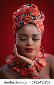 portrait of beautiful nigerian woman in traditional outfit