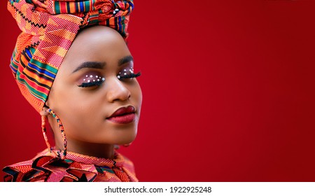 Portrait Of Beautiful Nigerian Woman In Traditional Outfit