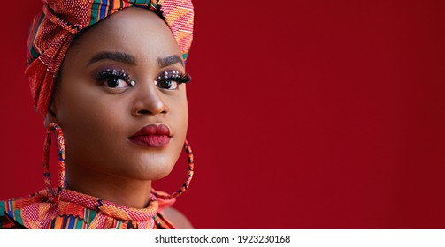 portrait of beautiful nigerian woman in traditional outfit