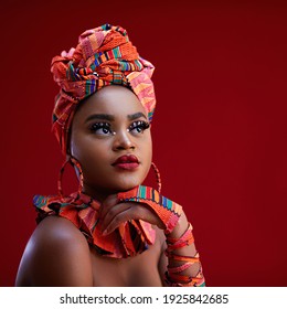 portrait of beautiful nigerian woman in traditional costume