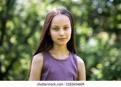 Portrait Beautiful Preteen Smiling Girl Forest Stock Photo 2183654609 ...