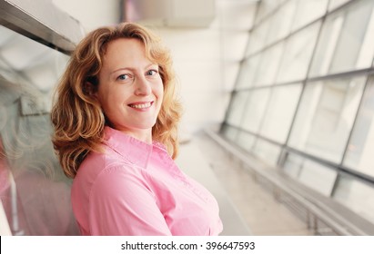 Portrait of beautiful real 35 years old woman