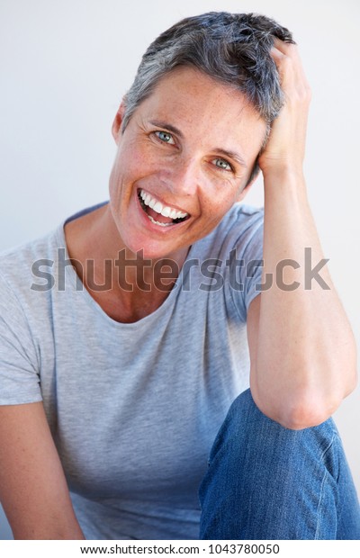 Portrait Beautiful Relaxed Older Woman Laughing Stock Photo (Edit Now ...